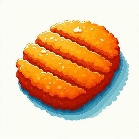 Illustration of a round orange biscuit on a white background.のイラスト素材