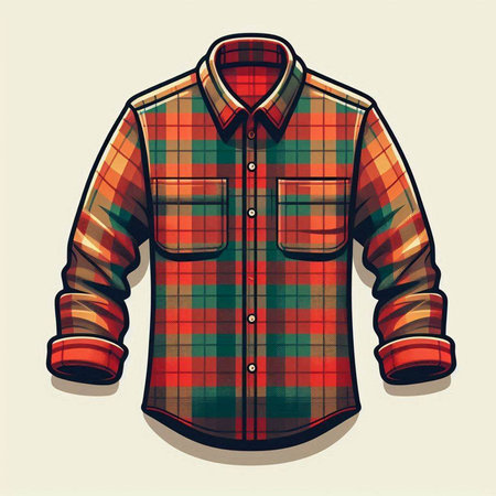 Illustration of a plaid shirt with a checkered patternのイラスト素材