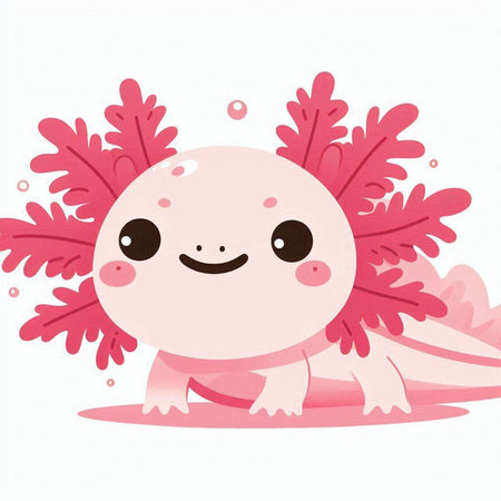 Cute cartoon vector illustration of a cute pink kawaii monster.のイラスト素材