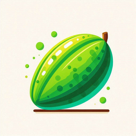 illustration of green watermelon on a white background with splashesのイラスト素材