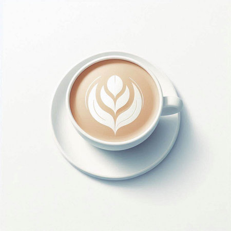 Cup of coffee with latte art on the white background.のイラスト素材