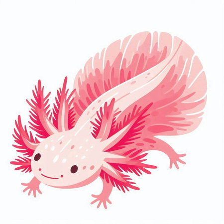 Vector image of an axolotl on a white background.のイラスト素材
