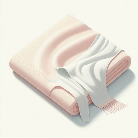 Folded pink towel on a white background. 3d illustration.のイラスト素材