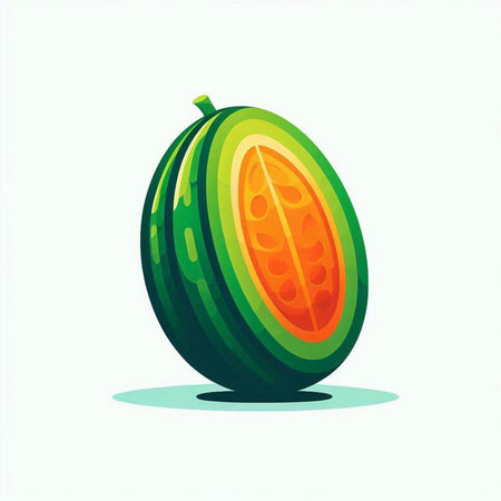Illustration of a watermelon on a white background, vector illustrationのイラスト素材