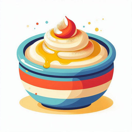 Vector illustration of a bowl of ice cream on a white background.のイラスト素材