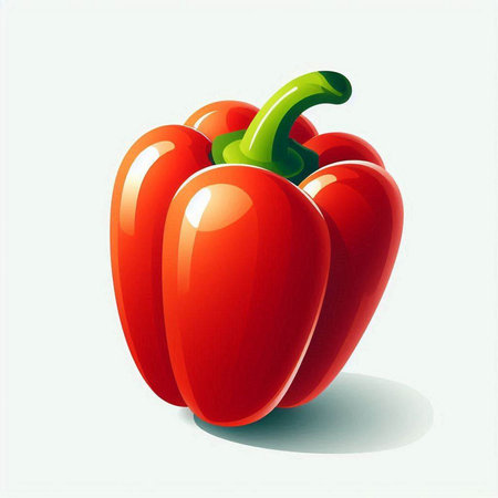 Illustration of a red bell pepper on a white background with shadowのイラスト素材