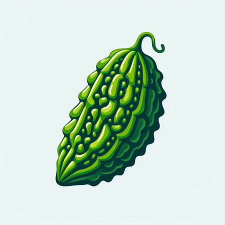 Bitter melon. Bitter gourd. Vector illustration.のイラスト素材