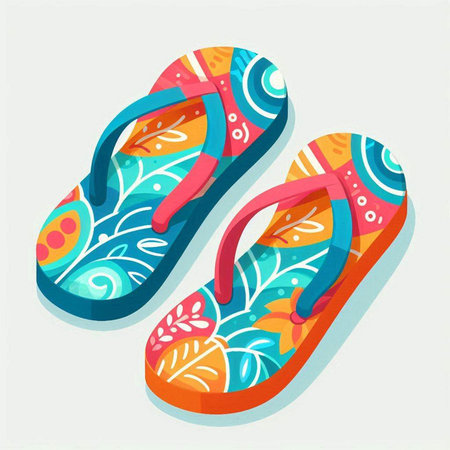 Flip-flops. Vector illustration of a pair of flip flops.のイラスト素材