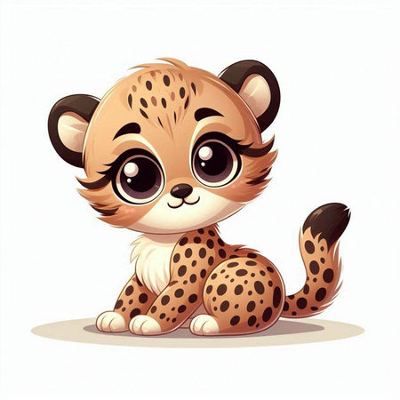 Cute cartoon cheetah on white background. Vector illustration.のイラスト素材