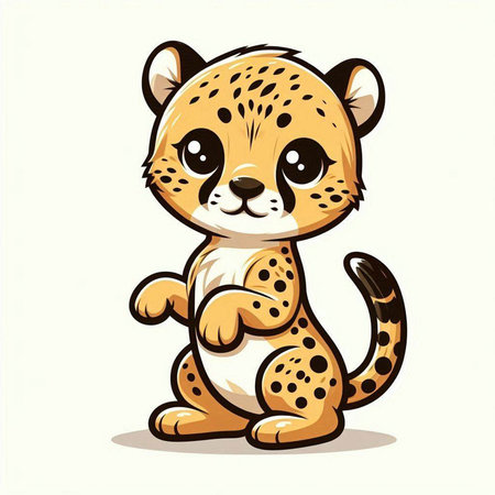 Cute cartoon cheetah isolated on white background. Vector illustration.のイラスト素材