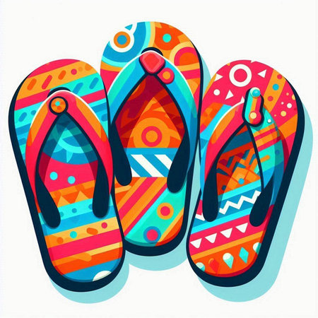 Colorful flip flops isolated on white background. Vector illustration.のイラスト素材