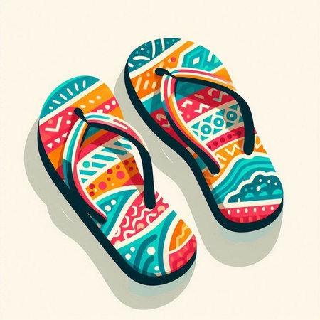 Colorful flip flops on a white background. Vector illustration.のイラスト素材