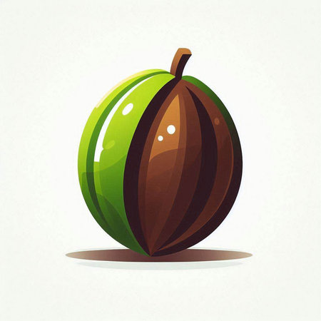 Illustration of a fresh jujube isolated on a white backgroundのイラスト素材