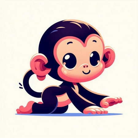 Cute little monkey on a white background. Cartoon vector illustration.のイラスト素材
