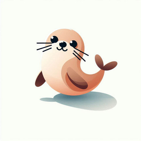 Cute cartoon seal on a white background. Vector illustration for your designのイラスト素材
