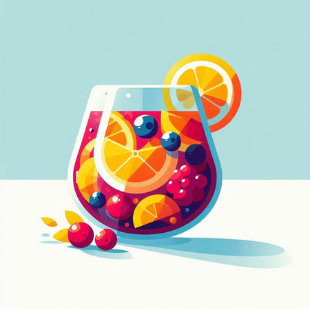 Cocktail with orange, cranberry and lime. Vector illustration.のイラスト素材