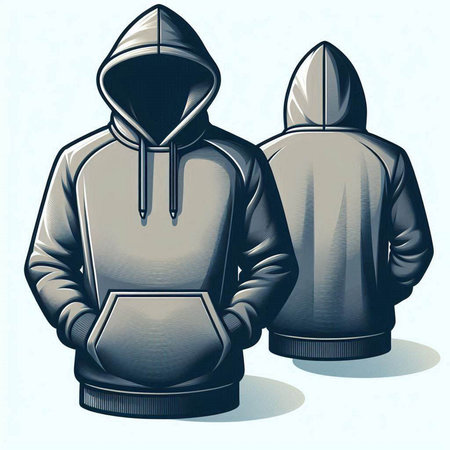 Hooded black and grey hooded sweatshirts. Vector illustration.のイラスト素材