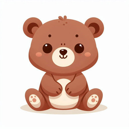 Cute cartoon teddy bear. Vector illustration isolated on white background.のイラスト素材