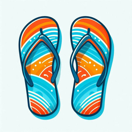Flip flops. Vector illustration of a pair of colorful flip flops.のイラスト素材