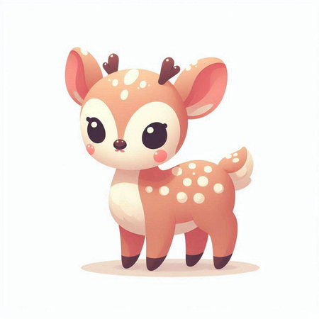 Cute cartoon deer isolated on a white background. Vector illustration.のイラスト素材