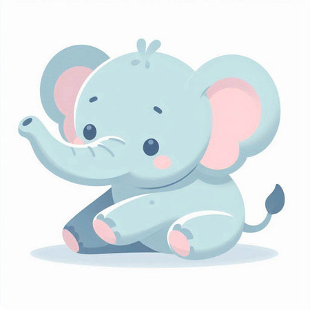 Cute cartoon elephant isolated on a white background. Vector illustration.のイラスト素材