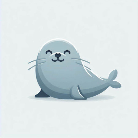 Cute seal on a white background. Vector illustration in cartoon style.のイラスト素材
