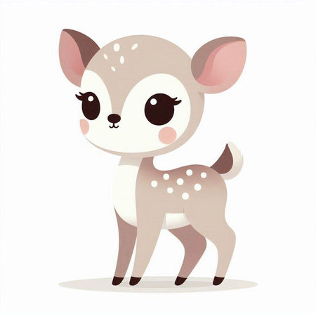 Cute little deer isolated on a white background. Vector illustration.のイラスト素材