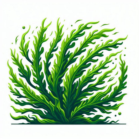 Illustration of a green seaweed isolated on a white background.のイラスト素材