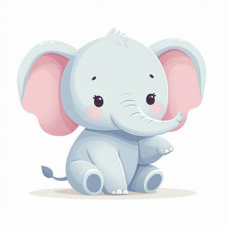 Cute cartoon elephant. Vector illustration isolated on a white background.のイラスト素材