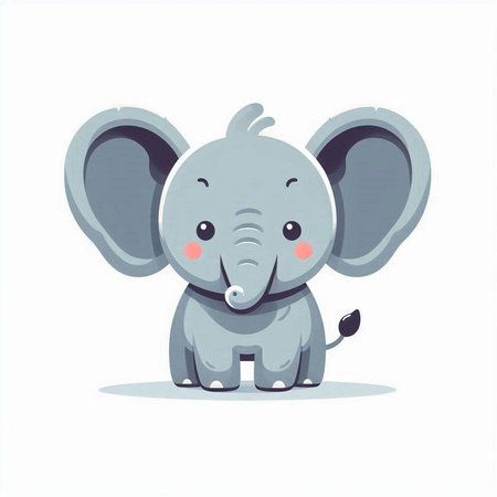 Cute baby elephant isolated on a white background. Vector illustration.のイラスト素材