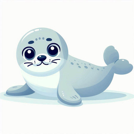 Cute baby seal on a white background. Vector cartoon illustration.のイラスト素材