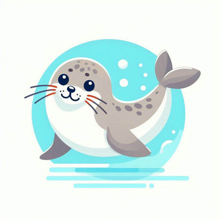 Cute seal on a white background. Vector illustration in cartoon style.のイラスト素材