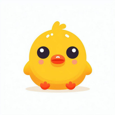 Cute yellow chick isolated on white background. Vector illustration in cartoon style.のイラスト素材