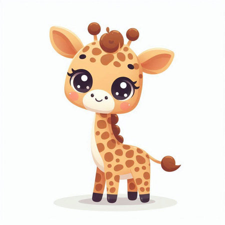 Cute cartoon giraffe. Cute animal. Vector illustration.のイラスト素材