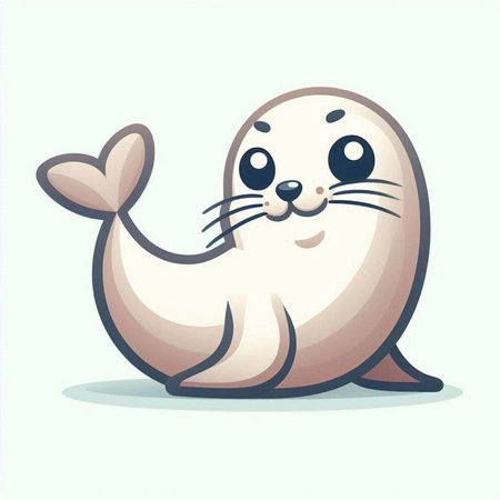Cute seal cartoon vector illustration. Cute seal animal character.のイラスト素材