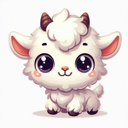 Cute cartoon sheep. Vector illustration isolated on a white background.のイラスト素材