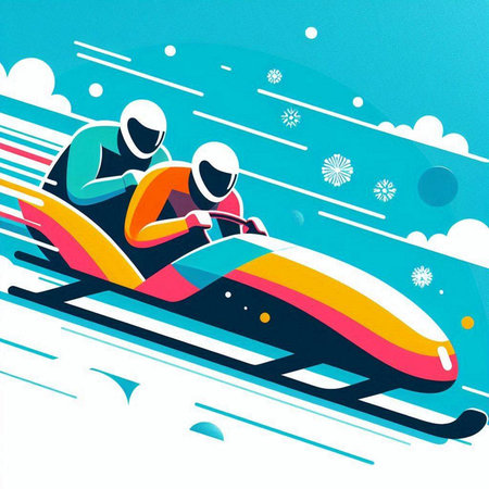 Snowmobiling, winter sport, vector illustration, eps10のイラスト素材