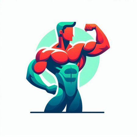 Bodybuilder. Vector illustration. Isolated on a white background.のイラスト素材