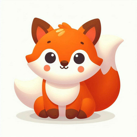 Cute cartoon fox isolated on a white background. Vector illustration.のイラスト素材