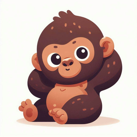 Cute cartoon baby gorilla. Vector illustration isolated on white background.のイラスト素材