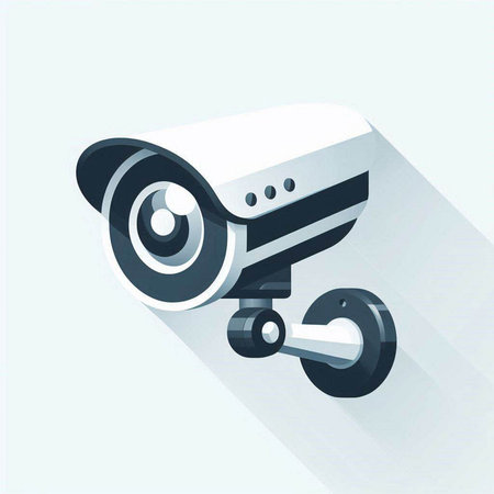 CCTV security camera icon. Flat design style. Vector illustration.のイラスト素材