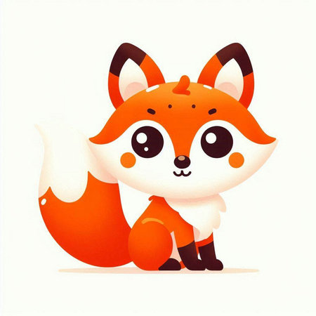 Cute cartoon fox isolated on a white background. Vector illustration.のイラスト素材