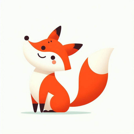 Cute cartoon fox isolated on a white background. Vector illustration.のイラスト素材