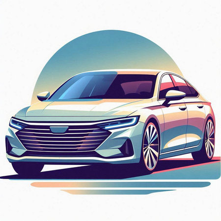 Modern car. Vector illustration of a car on a white background.のイラスト素材