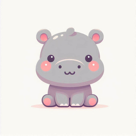Cute hippopotamus. Funny cartoon animal. Vector illustration.のイラスト素材