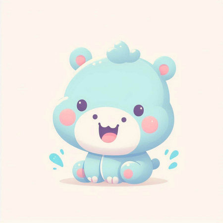 Cute cartoon hippo. Vector illustration of a cute animal.のイラスト素材