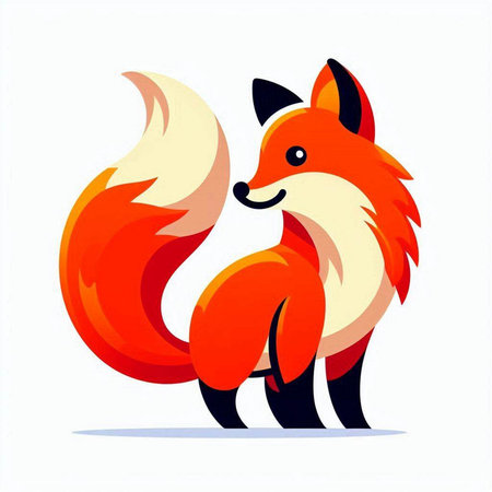 Cute cartoon fox. Vector illustration isolated on a white background.のイラスト素材