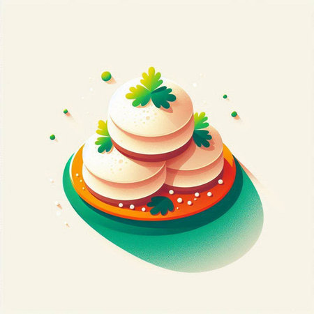 Illustration of tasty cheese cakes with parsley on a white backgroundのイラスト素材