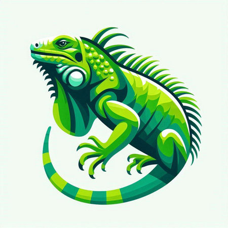 green iguana on a white background, vector illustration, epsのイラスト素材