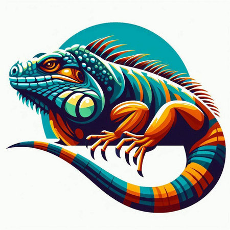Iguana on a white background, vector illustration, eps 10のイラスト素材